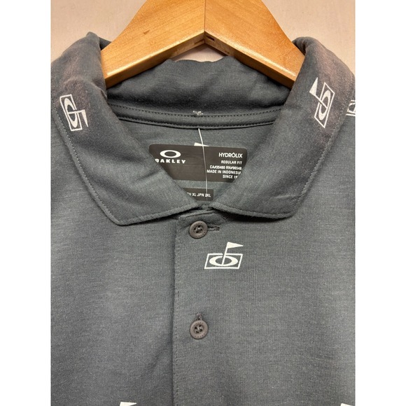 Oakley Golf Flag Polo Shirt Men's Dark Slate Moisture Wicking Performance XL NWT - Picture 6 of 9